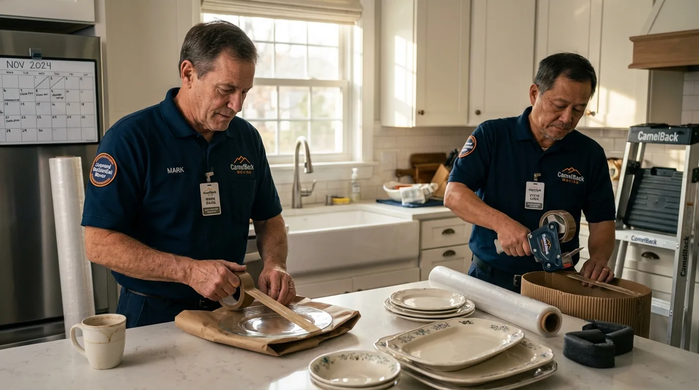 Professional crew packing kitchen dishware in Pleasant Hill, OH